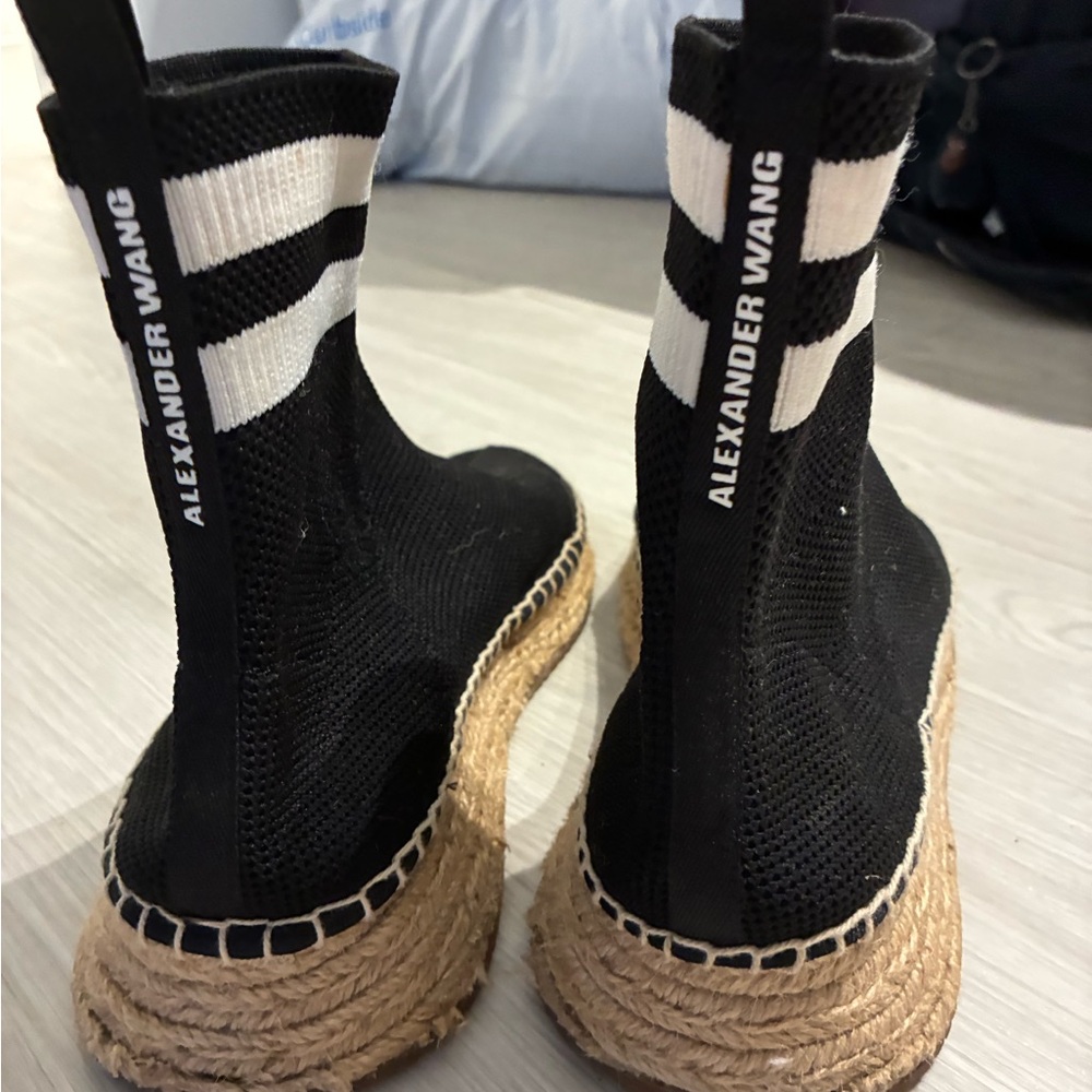 Alexander Wang Black & White Knit Espadrille Platform Boots